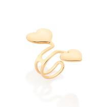Brinco Rommanel Banhado Ouro Piercing Pressão De Aro Duplo Com Corações 1un 526740