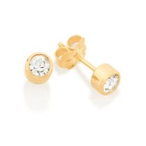 Brinco Rommanel Banhado Ouro Solitário Cristal Ponto Luz 520185