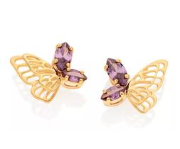 Brinco Rommanel Borboleta Folheado A Ouro Com Zircônias 5270740024 Brinco Rommanel Borboleta Folheado A Ouro Com Zircônias 5270740024