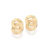 Brinco Rommanel Com Círculos Trabalhados Entrelaçados 524310 Cor:Dourado
