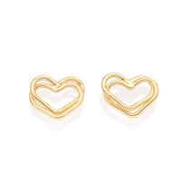 Brinco Rommanel coração duplo folheado a ouro (526939)