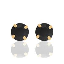 Brinco Rommanel Cristal Negro 4mm Banhado a ouro 5250290027