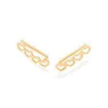 Brinco Rommanel Ear Cuff Corações Folheado A Ouro 526493