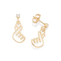 Brinco rommanel feminino banhado ouro 18k coraçao coreano finger heart 527423