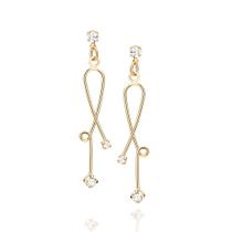 Brinco Rommanel Fio Torcido Cristais Folheado Ouro 524646 Brinco Rommanel Fio Torcido Cristais Folheado Ouro 524646