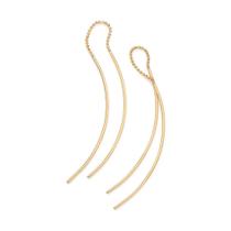 Brinco Rommanel Fios Lisos Intercalados Bolinhas Sem Tarraxa