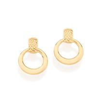 Brinco Rommanel Folheado Ouro 18k Círculo Vazado Liso 524677