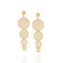 Brinco Rommanel Folheado Ouro 18k Círculos Vados 5,9 cm