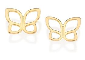 Brinco Rommanel Folheado Ouro Borboleta Vazada 527092 Brinco Rommanel Folheado Ouro Borboleta Vazada 527092