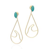 Brinco rommanel gota dois em um banhado a ouro 18k com cristal navete Brinco rommanel gota dois em um banhado a ouro 18k com cristal navete
