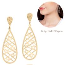Brinco Rommanel Gota Luxo Banhado a Ouro 18K Look Moderno e Versátil 524482