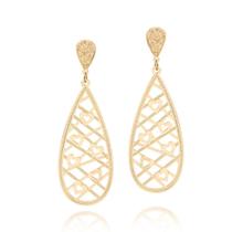 Brinco Rommanel Gota Vazada Com Lateral Trabalhada E Coração Liso Banhado Ouro 18k 524482s Brinco Rommanel Gota Vazada Com Lateral Trabalhada E Coração Liso Banhado Ouro 18k 524482s