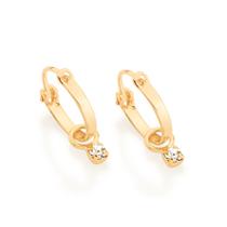 Brinco rommanel infantil folheado a ouro argola com cristais 522959
