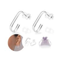 Brinco Rommanel meia argola retangular prata 925 820239 Brinco Rommanel meia argola retangular prata 925 820239