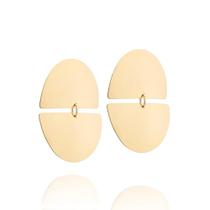 Brinco rommanel pêndulo abaulado banhado a ouro 18k