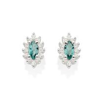 Brinco Rommanel Prata 925 Navete Verde Zircônias 820174