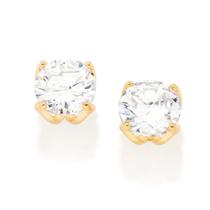 Brinco Rommanel solitário flor tulipa folheado a ouro 526773