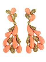 Brinco Rosa Cravejado Gotas - Folheado a ouro