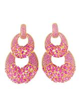 Brinco Rosa Cravejado Navetes - Folheado a ouro Brinco Rosa Cravejado Navetes - Folheado a ouro