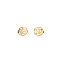 Brinco Rosa Flor Banhado a Ouro 18K