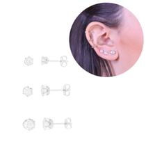 Brinco segundo furo Trio Ponto de Luz banhado Ouro18k ou Prata925 Garantia Vitalícia