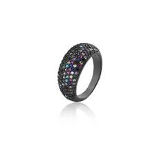 Brinco Seis Fileiras de Zircônias Coloridas Banhado a Ródio Negro - 9 mm, 3 g