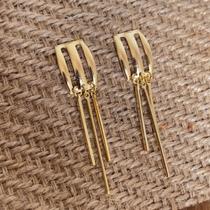 Brinco Sem Igual Semijóia Banhado a Ouro Tendência Moderno