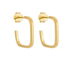 Brinco Semi Argola Quadrado Banhado em Ouro 18K Brinco Semi Argola Quadrado Banhado em Ouro 18K