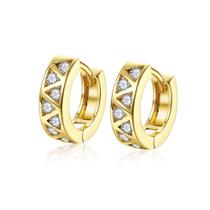 brinco semi joia argola pequena banhado ouro 18k cravejado zircônias brilhantes Adulto / Infantil