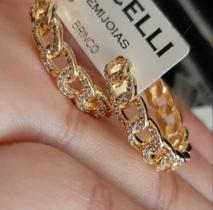 Brinco Semi Joia Banhado a Ouro com Pedras de Micro Zirconia Cravejado Brinco Semi Joia Banhado a Ouro com Pedras de Micro Zirconia Cravejado
