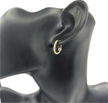Brinco Semijóia Argola Cravejada Zirconia Banhada Ouro