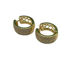 Brinco semijóia Argola Cravejada Zirconia banhado a Ouro