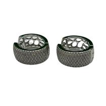 Brinco semijóia Argola Cravejada Zirconia banho Ouro Branco
