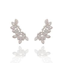 Brinco Semijoia Ear Cuff Folhas Rodio