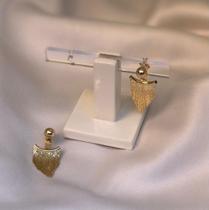 Brinco semijoia ear jacket bola 5 liso c/ franja por trás dourado Brinco semijoia ear jacket bola 5 liso c/ franja por trás dourado