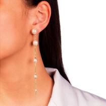 Brinco Semijoia Ear Jacket Pérolas - Ouro