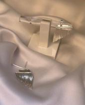 Brinco semijoia ear jacket tubo liso c/ franja por trás prata