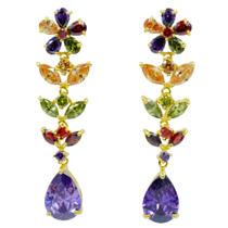 Brinco Semijoia Zircônia Flor Estrela Gota Akasaki BC0988 Brinco Semijoia Zircônia Flor Estrela Gota Akasaki BC0988