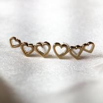 Brinco semijóias ear cuff corações