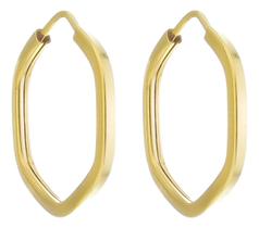 Brinco Sextavado 15 Mm Em Ouro 18k 750 Dourado