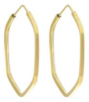 Brinco Sextavado 19 Mm Em Ouro 18k 750 Dourado