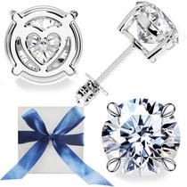 Brinco SIGALIT Moissanite Stud 2 CTW em forma de coração prateado