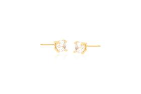 Brinco solitário 4mm com banho de ouro 18K e zircônias Brinco solitário 4mm com banho de ouro 18K e zircônias