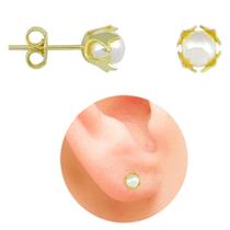 Brinco Solitário Com Pérola Acrílica PRI Style Folheado A Ouro 18K Antialérgico BSPRI3005