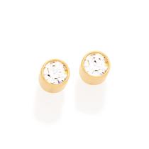 BRINCO SOLITÁRIO NO FORMATO DE TUBO COM 2 CRISTAIS Brinco feminino folheado a ouro 18k joia antialérgica presente feminino mulheres BRINCO SOLITÁRIO NO FORMATO DE TUBO COM 2 CRISTAIS Brinco feminino folheado a ouro 18k joia antialérgica presente feminino mulheres