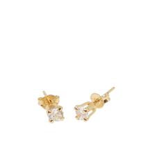 Brinco Solitário Pedra Zircônia 4 Folheado Ouro 18k Semijóia