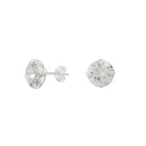 Brinco Solitário Zircônia Prata 925 9mm Luxo Com Caixinha Brinco Solitário Zircônia Prata 925 9mm Luxo Com Caixinha