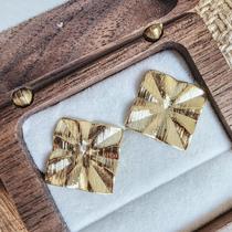 Brinco Sorrir Semijóia Banhado a Ouro Tendência Moderno