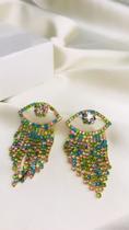 Brinco strass colorido