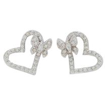 Brinco Strass Coração com Borboleta BC2694 Brinco Strass Coração com Borboleta BC2694